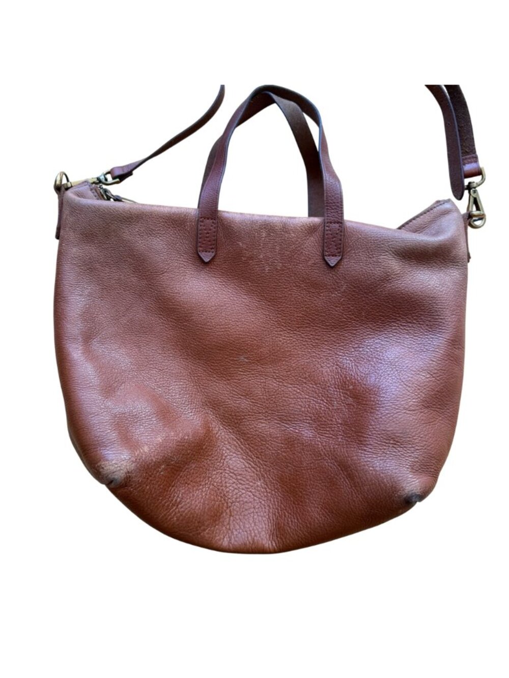 Madewell Women's Crossbody Bag Brown Leather Zip-Top Transport Travel Tote Purse - Picture 9 of 13